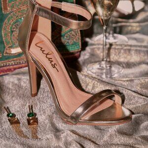 Lulus Search The Stars Gold Ankle Strap Heels - Size 8